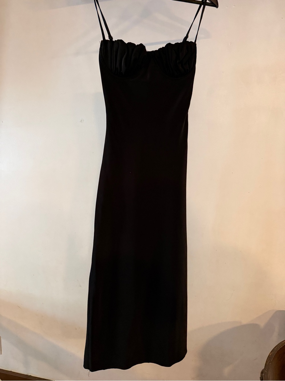 DOLLSKILL Black Ruched Strap corset Midi Dress Like New